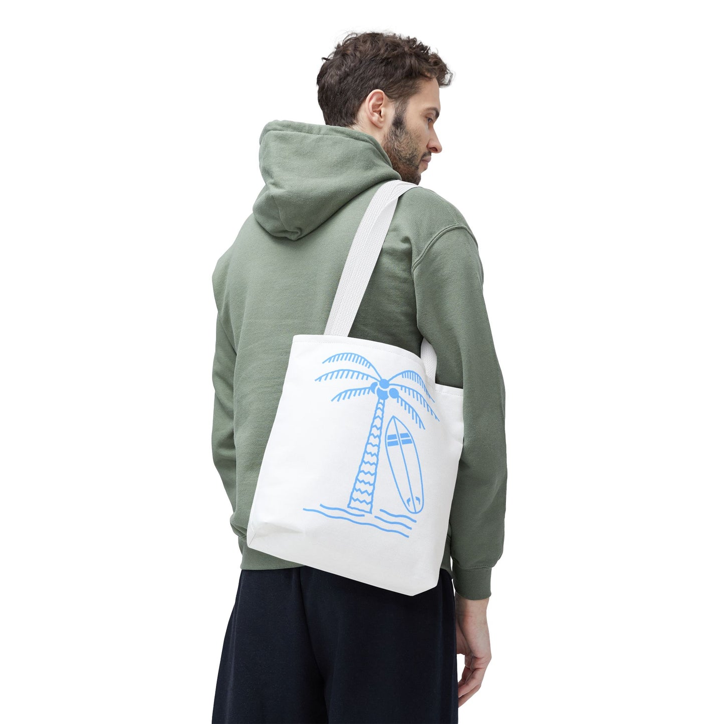 Palm Tree, Surf Board, Tote Bag