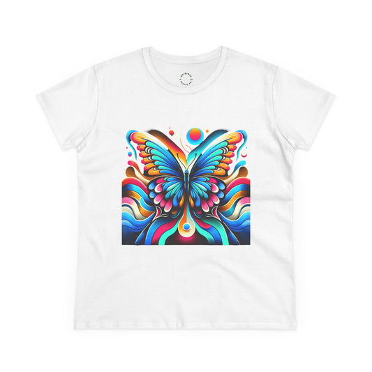 Retro Butterfly, Women's Mid weight Cotton Tee - Original Prints Co