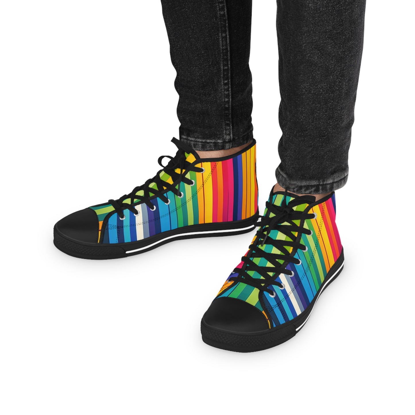 Vibrant Striped Mens High Top Sneakers