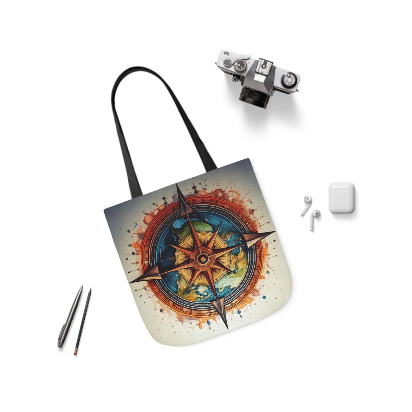 World Compass, Canvas Tote Bag.