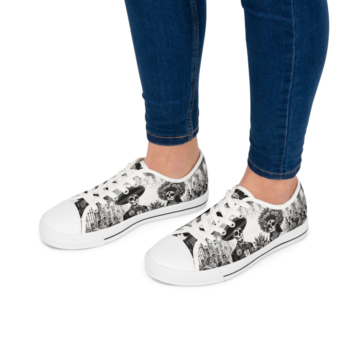 Day of the Dead Inspired Women's Low Top Sneakers