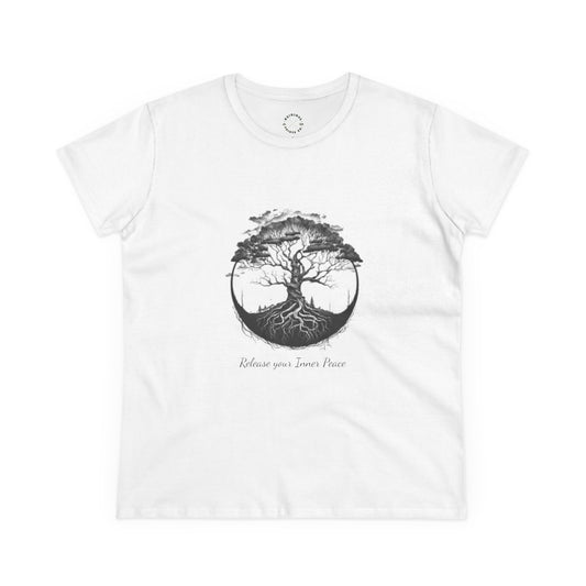 Release your Inner Peace, Tree of Life, Women's Mid-weight Cotton Tee - Original Prints Co