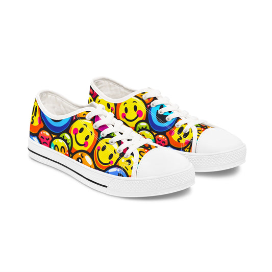 Colorful Smiley Face Low Top Sneakers for Women