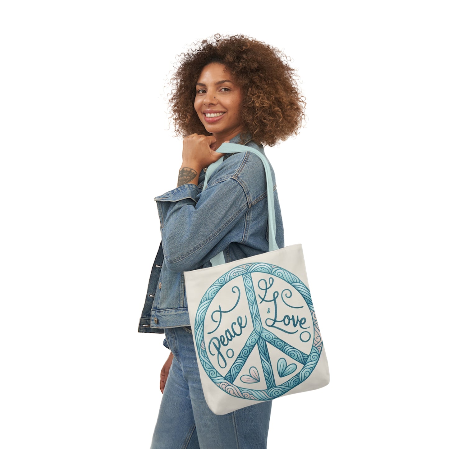 Peace & Love, Canvas Tote Bag.