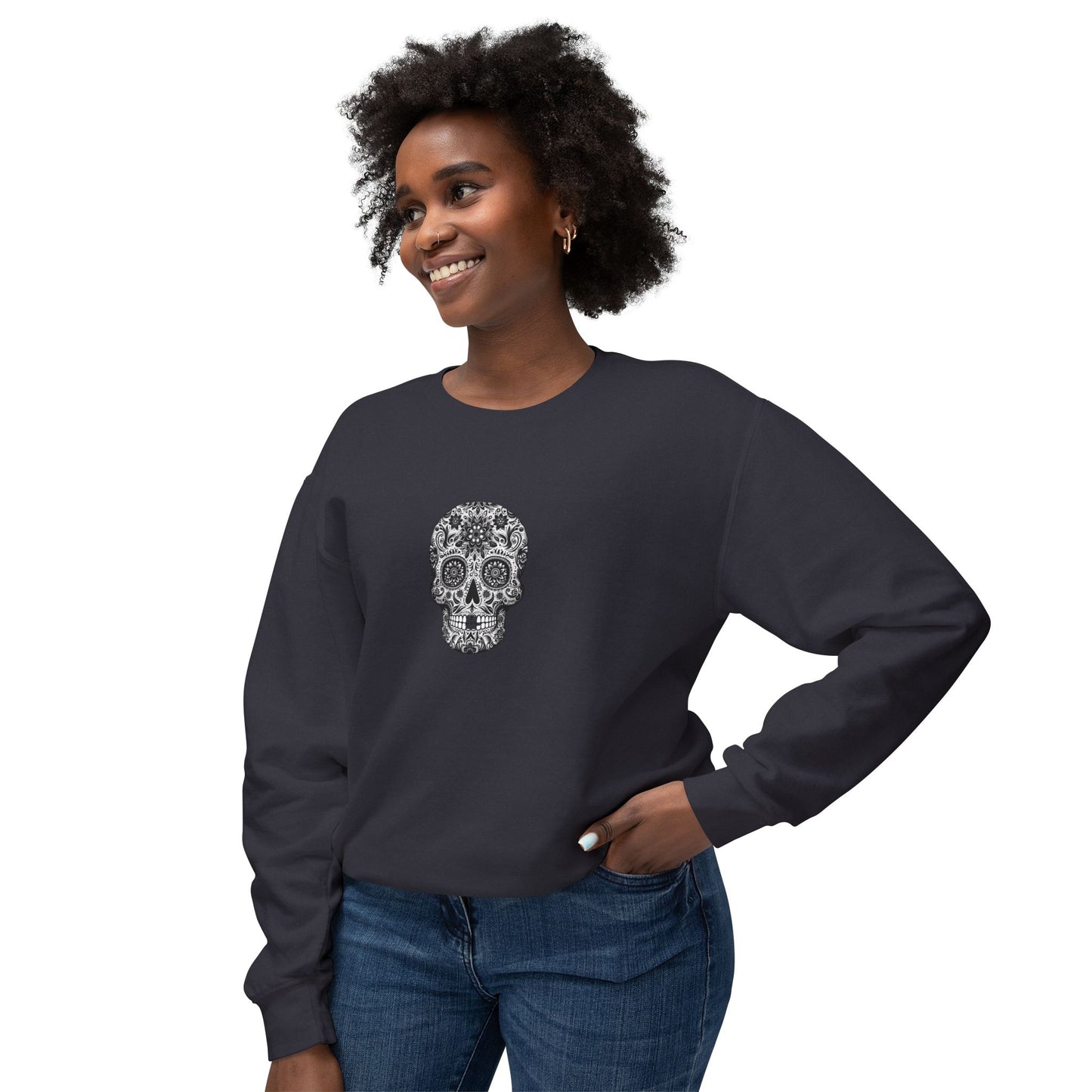 Skull Sweatshirt - Unisex Lightweight Crewneck