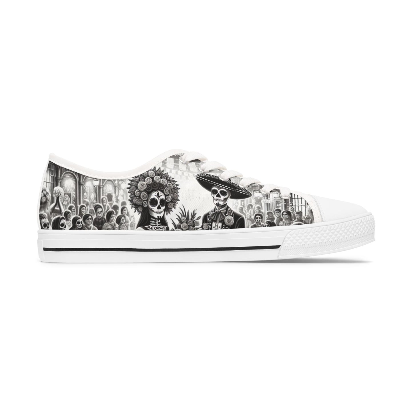 Day of the Dead Inspired Women's Low Top Sneakers