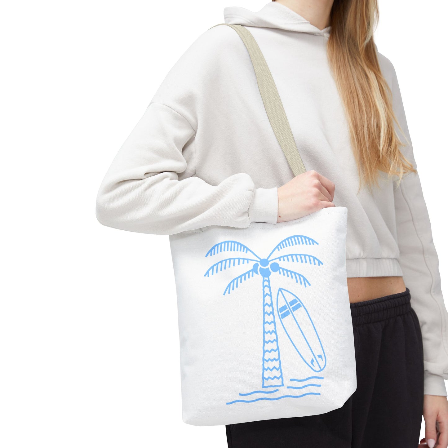 Palm Tree, Surf Board, Tote Bag