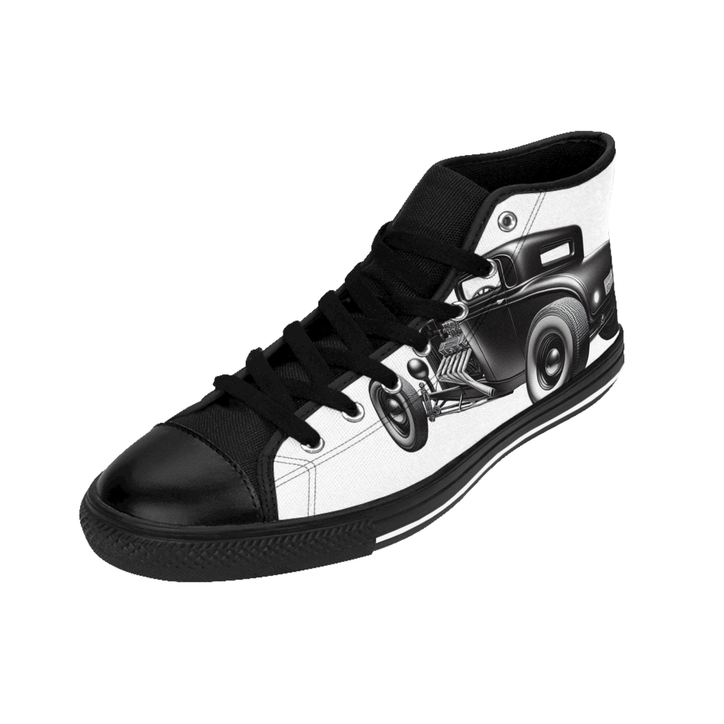 Retro Hot Rod Graphic High-Top Sneakers for Men