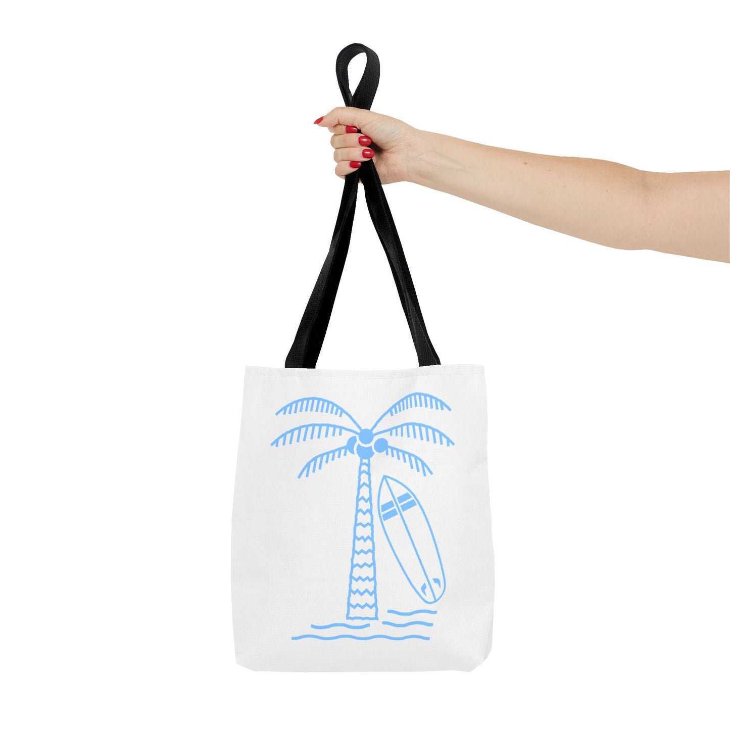 Palm Tree, Surf Board, Tote Bag